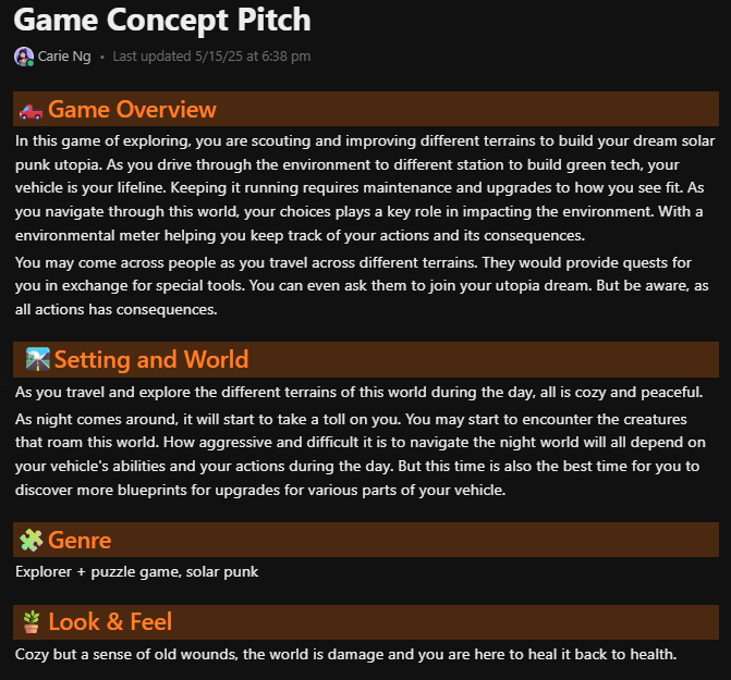 game concept pitch